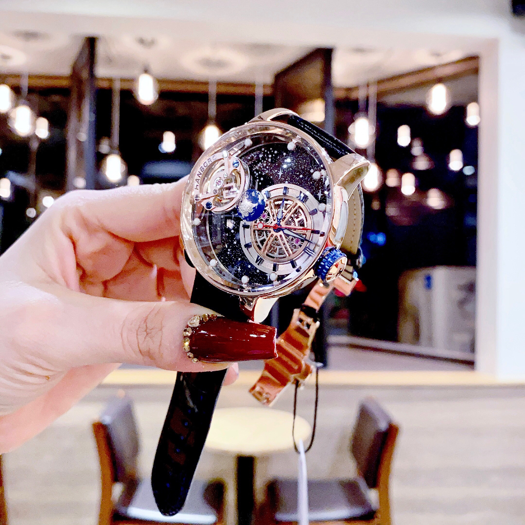 Đồng hồ nam Hanboro 1008 Men Luxury Watch 44mm Automatic Wristwatch Luminous, Authentic, Full box, Luxury Diamond Watch