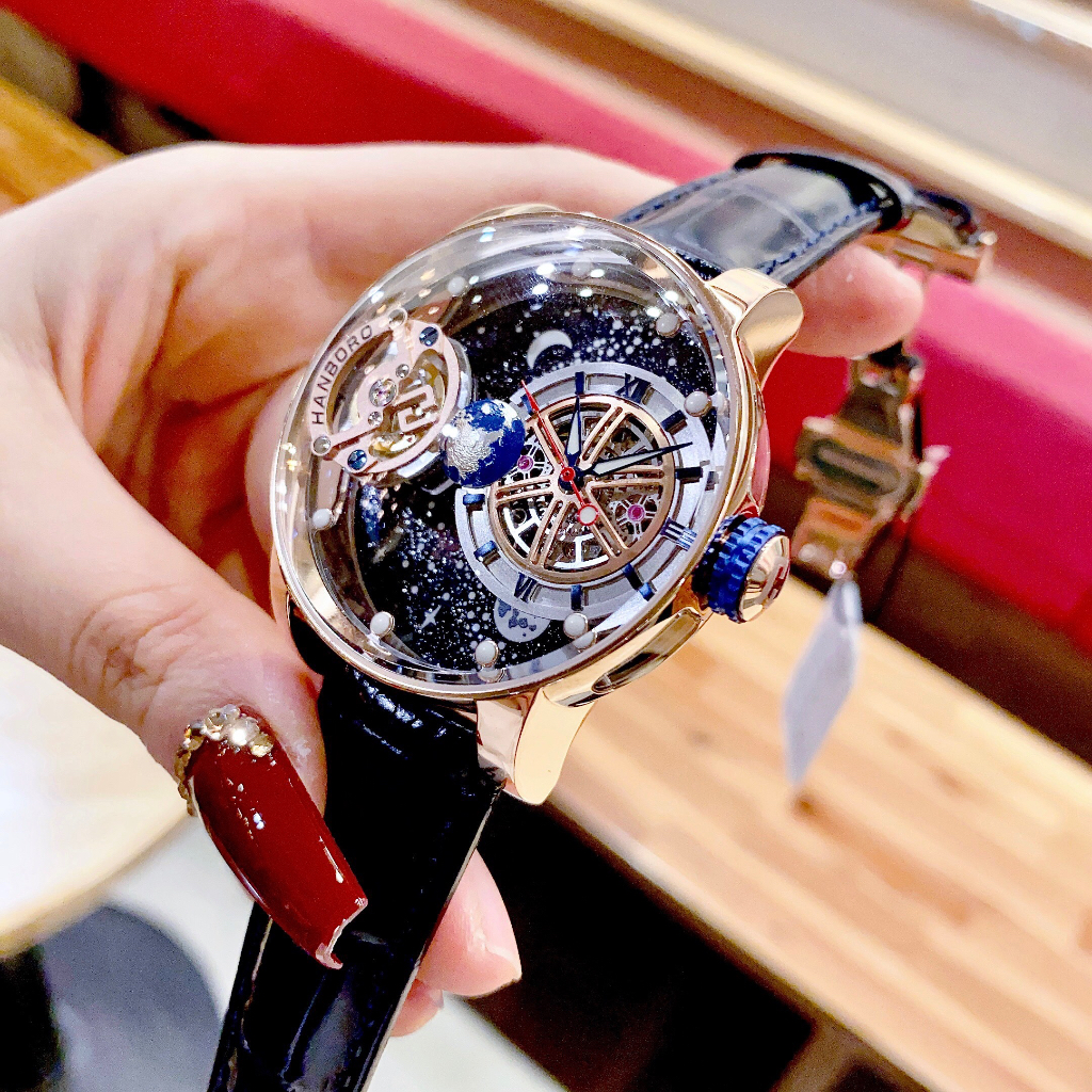 Đồng hồ nam Hanboro 1008 Men Luxury Watch 44mm Automatic Wristwatch Luminous, Authentic, Full box, Luxury Diamond Watch