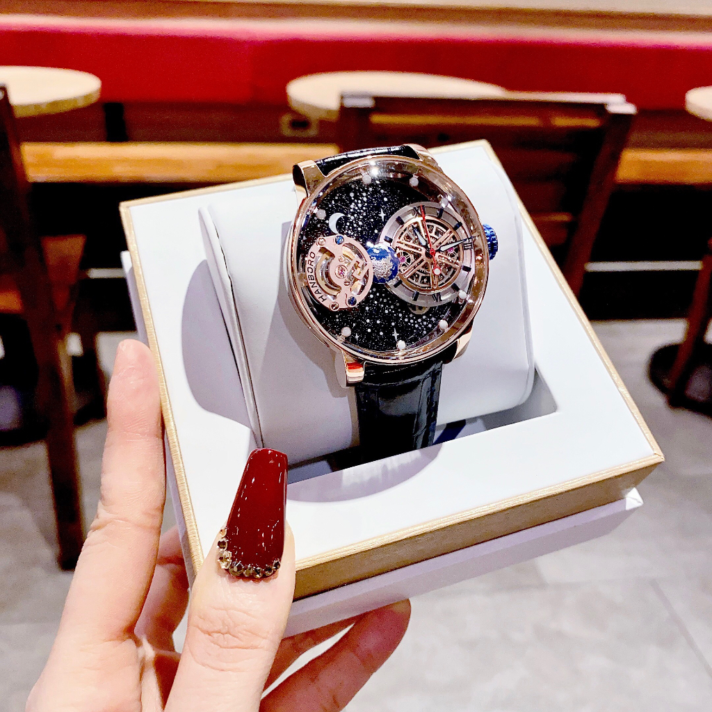 Đồng hồ nam Hanboro 1008 Men Luxury Watch 44mm Automatic Wristwatch Luminous, Authentic, Full box, Luxury Diamond Watch