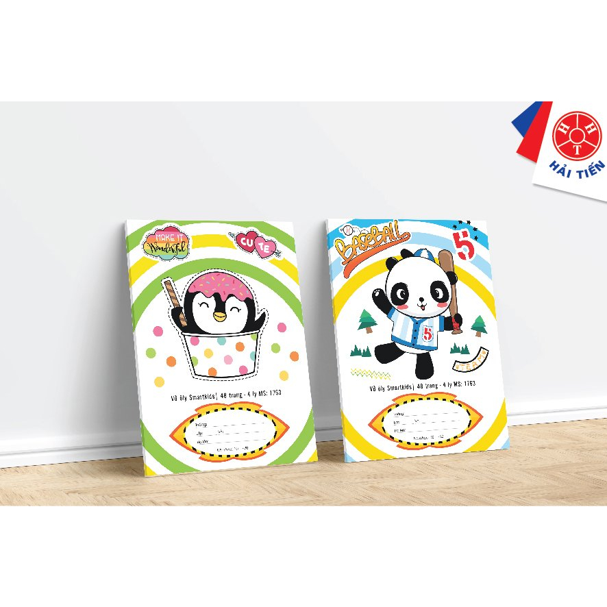 HẢI TIẾN Vở 4 ô ly cao cấp Smartkids - Chống lóa 80 trang 4ly 2,5x2,5mm - Lốc 5 quyển