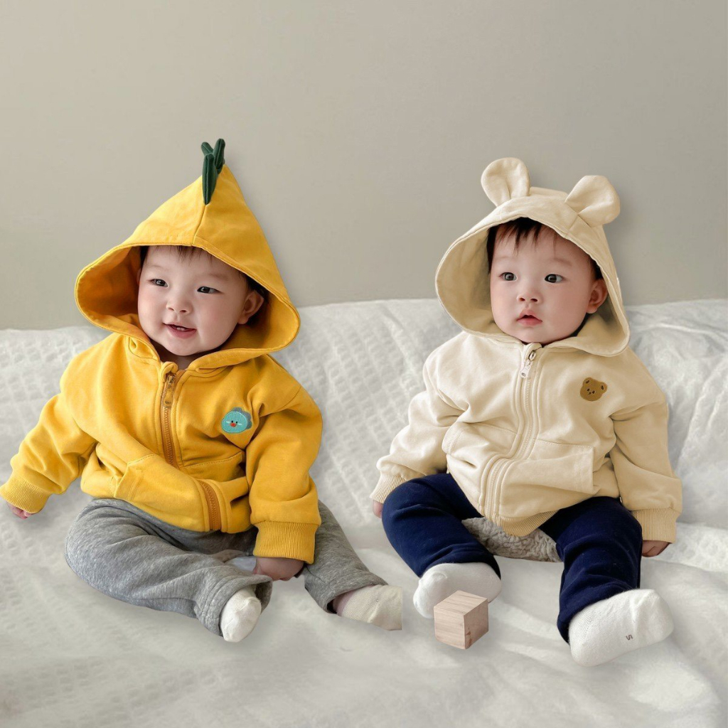 ( TE387 )Áo khoác dài tay Hokiha Kid cho bé trai bé gái chất da cá mềm mịn, co giãn size 8-18kg