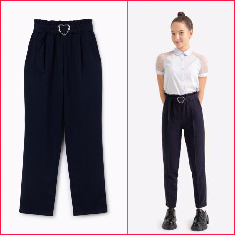 Quần Baggy Bé Gái GJ Chính Hãng Kèm Belt Chất Kaki Cotton Vải Dày Mịn, Siêu Mềm Mại 5-14 Tuổi.Mẹ<55kg ok