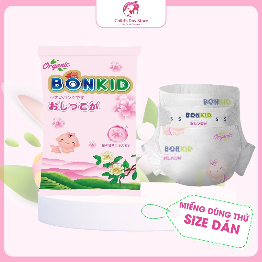 Tã/Bỉm dùng thử Bonkid Organic siêu mỏng, siêu thấm hút, không gây hăm cho bé.