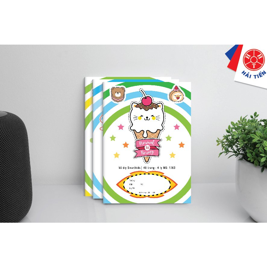 HẢI TIẾN Vở 4 ô ly cao cấp Smartkids - Chống lóa 80 trang 4ly 2,5x2,5mm - Lốc 5 quyển