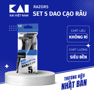 Set 5 dao cạo râu 2 lưỡi kép không gỉ kai luf - 5p màu đen