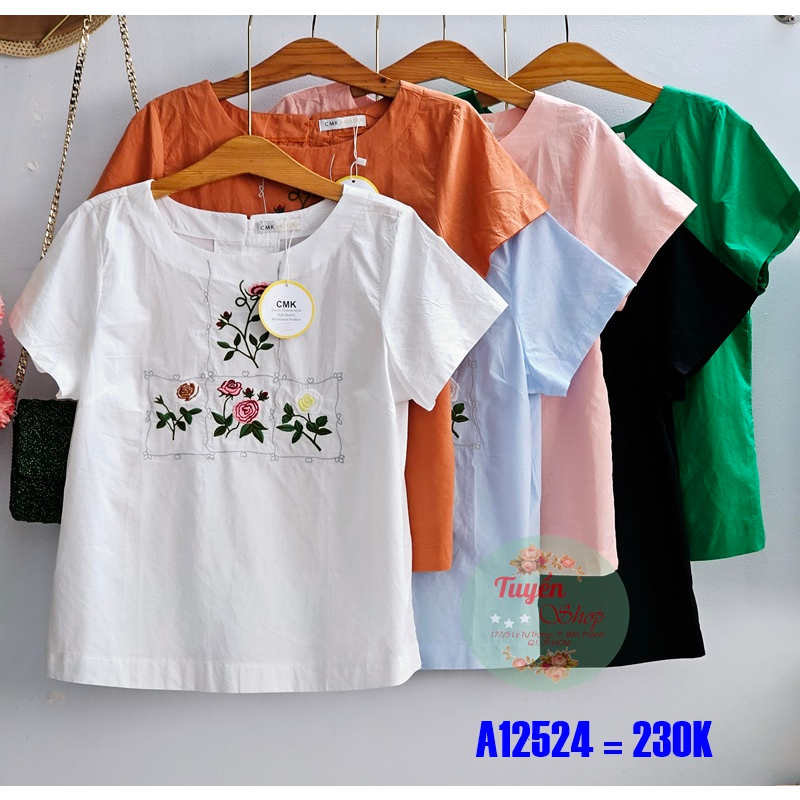 Áo xô kiểu thêu hoa hồng
