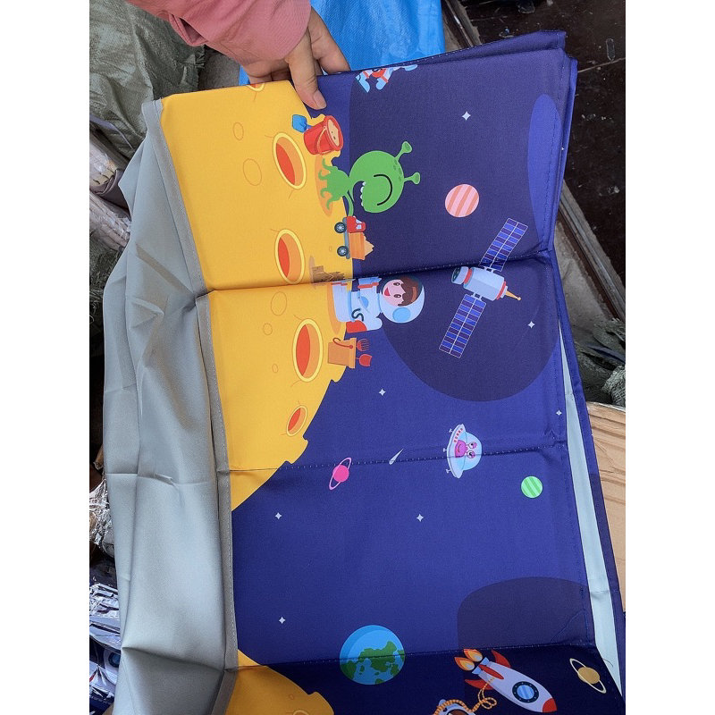 Bể bóng hoạ tiết vũ trụ siêu đẹp hàng cao cấp gấp gọn chống va đập cho bé Tặng 50 bóng