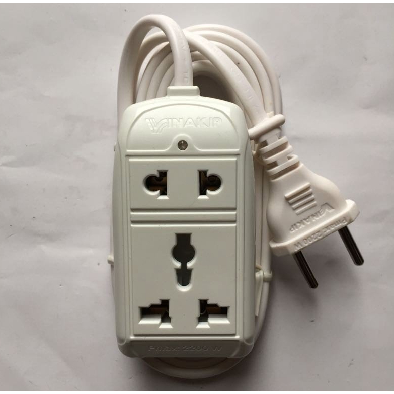 Ổ cắm 2 ngả Vinakip 2200W 10A 250V dây dài 2M/3M - Hàng chính hãng