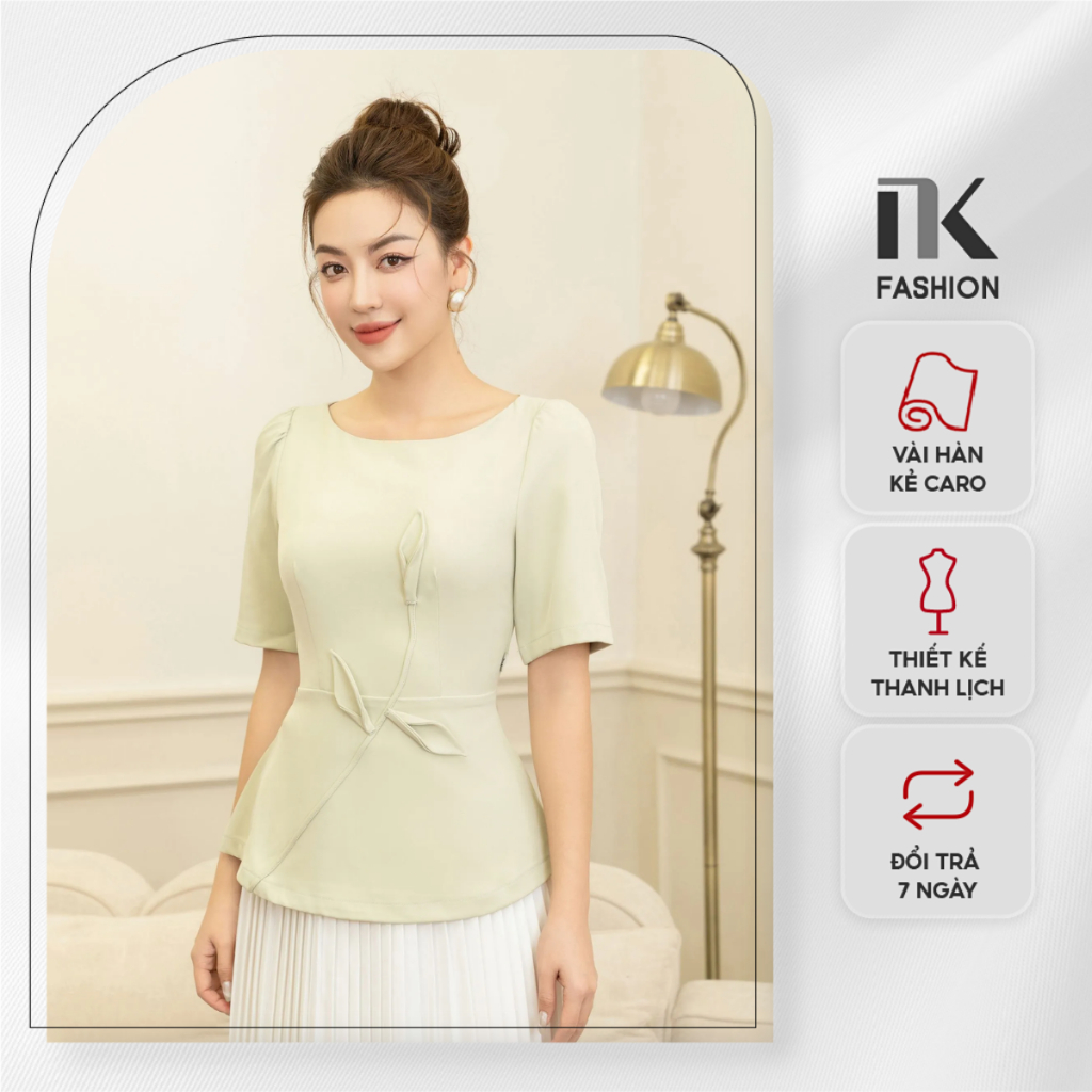 Áo Sơ Mi Peplum Hoa Chéo Thân NKSM2306001 NK Fashion Thời Trang Công Sở Nữ Trẻ trung, Dịu Dàng, Nữ Tính, Dễ Phối Đồ,