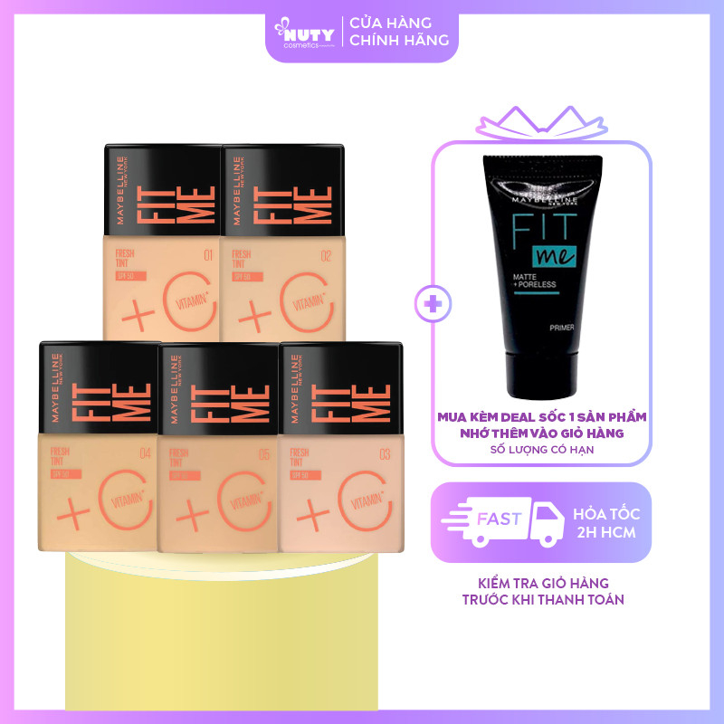 Kem Nền Maybelline Fit Me Fresh Tint C Tươi Mướt Chống Nắng SPF50 PA+++ (30ml)