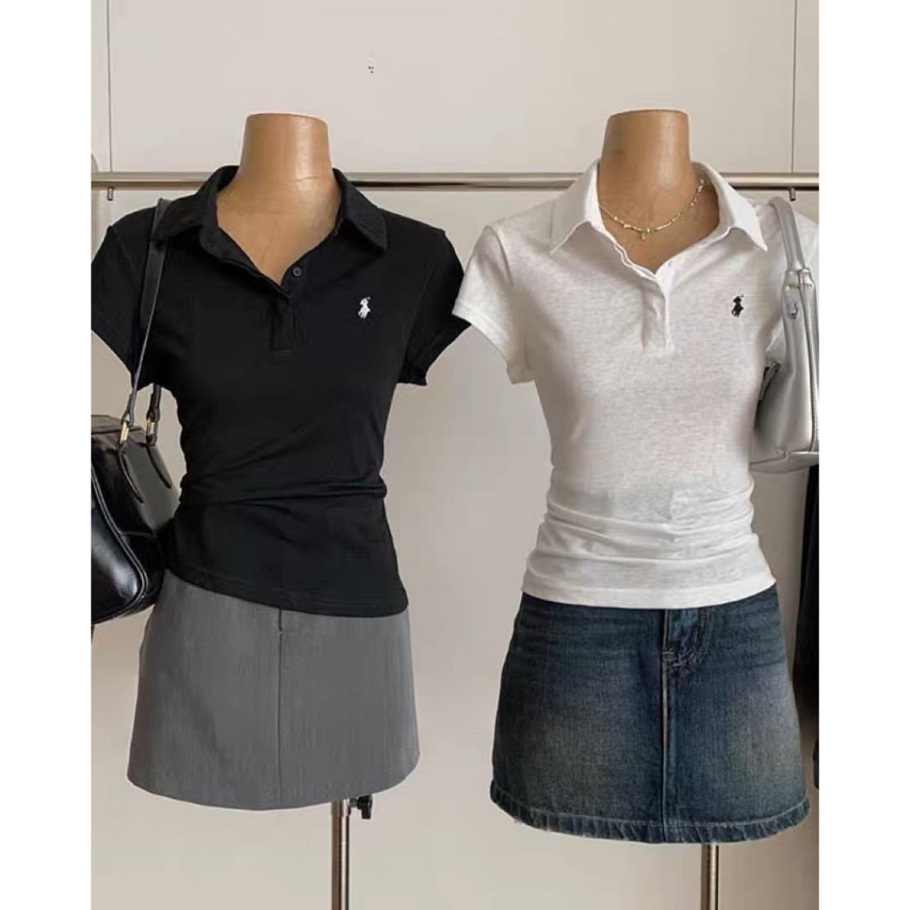Áo Polo Nữ Chuẩn Hàng @Wg.we Qc Loại 1 - Áo Phông Giấy Styel Hàn Quốc 2 Màu Basic Amor Clothing