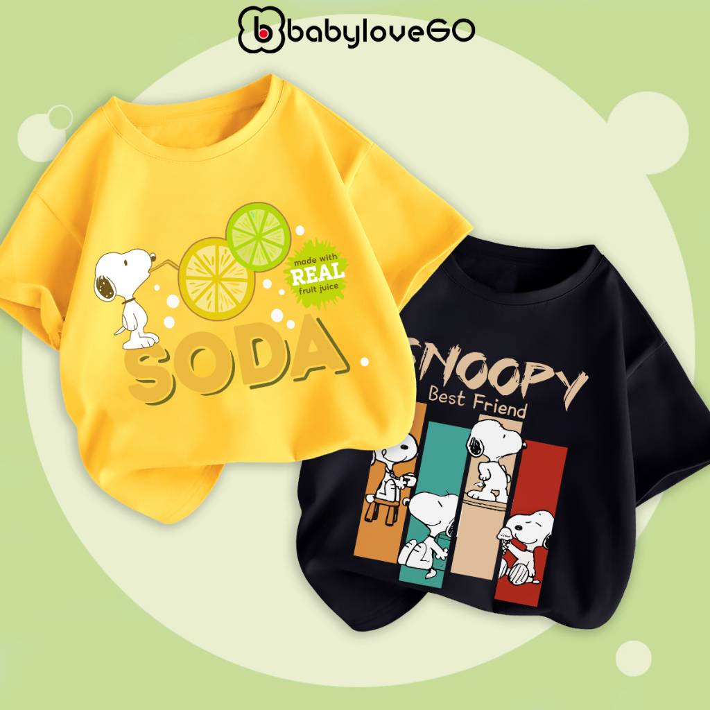 Áo thun cho bé BabyloveGO 2023 áo phông cộc tay in hình Snoopy đáng yêu cute