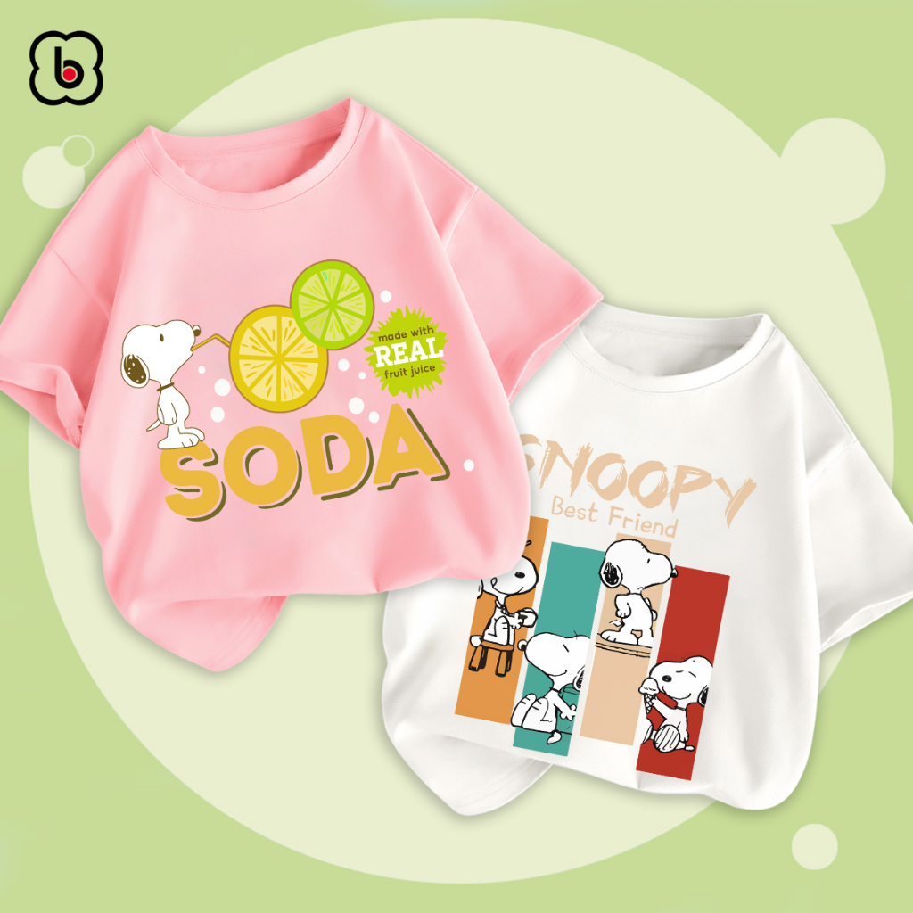 Áo thun cho bé BabyloveGO 2023 áo phông cộc tay in hình Snoopy đáng yêu cute