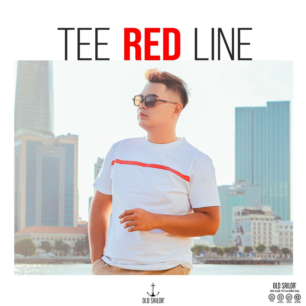 Áo thun nam họa tiết Old Sailor - O.S.L RED LINE TEE - 31004 - Big size upto 5XL