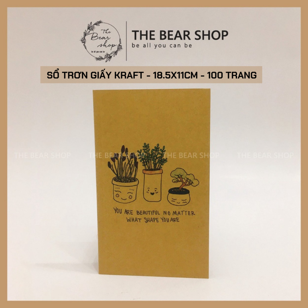 Sổ tay ghi chép handmade vintage - Size 18.5x11cm 100 trang - The Bear Shop