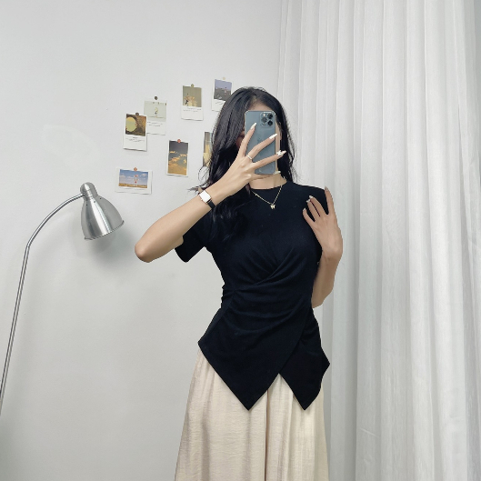 Áo Zip Cổ Tròn Vạt Lệch LILISTORE23