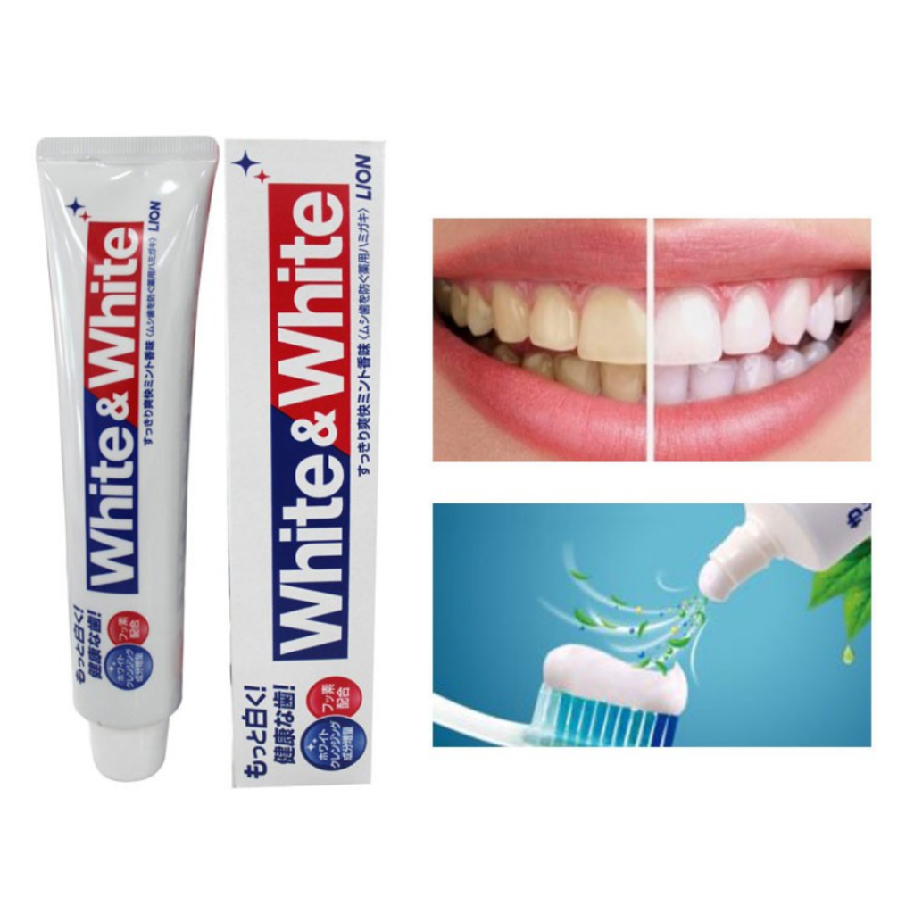 Kem đánh răng White & White Nhật Lion 150g trắng răng