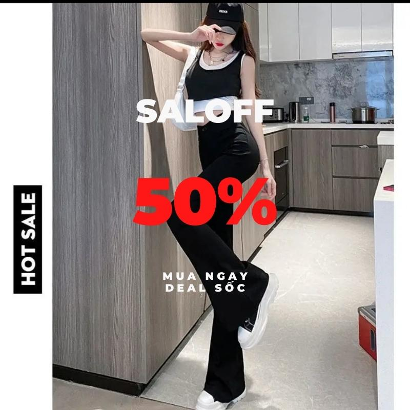 Quần Ống Loe Nữ Cạp Cao Dáng Dài, Quần Legging Nữ Ôm Ống Loe Form Xinh Tôn Dáng VIETSTAR | BigBuy360 - bigbuy360.vn