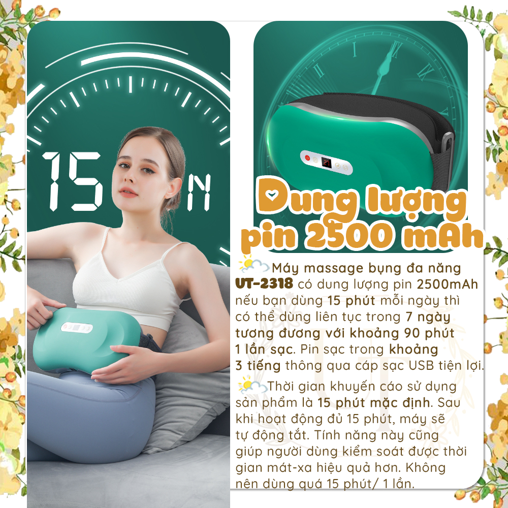 Máy Massage Bụng UT - Giảm Mỡ Bụng - Massage Toàn Thân, Tặng Tinh Dầu Và Thảo Mộc - Chính Hãng UT Massage