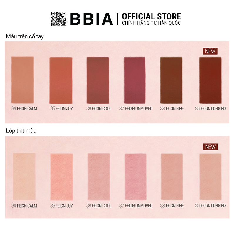 Son Kem Lì Bbia Last Velvet Lip Tint Version 8 (6 màu) 5g Bbia Official Store