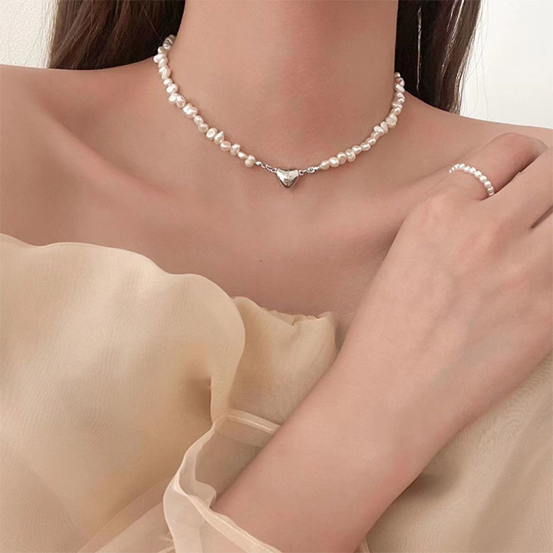 beautycoco🍊vòng cổ nữ chuỗi hạt nhân tạo mặt trái tim phong cách Hàn Quốc