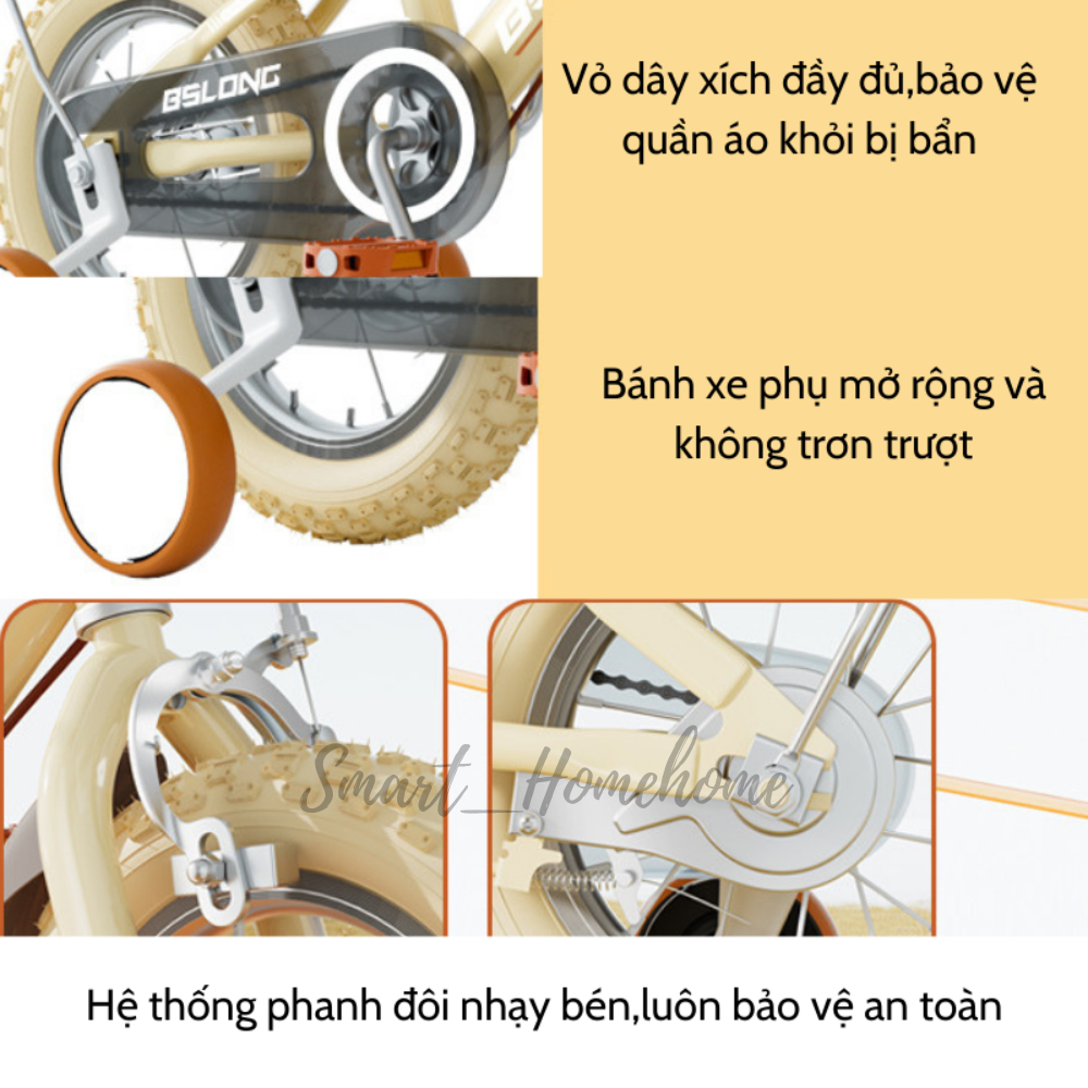 Xe đạp trẻ em 2 khung MHNIAO có giỏ và ghế sau 12inch, 14inch, 16inch Smart_Homehome VAN18