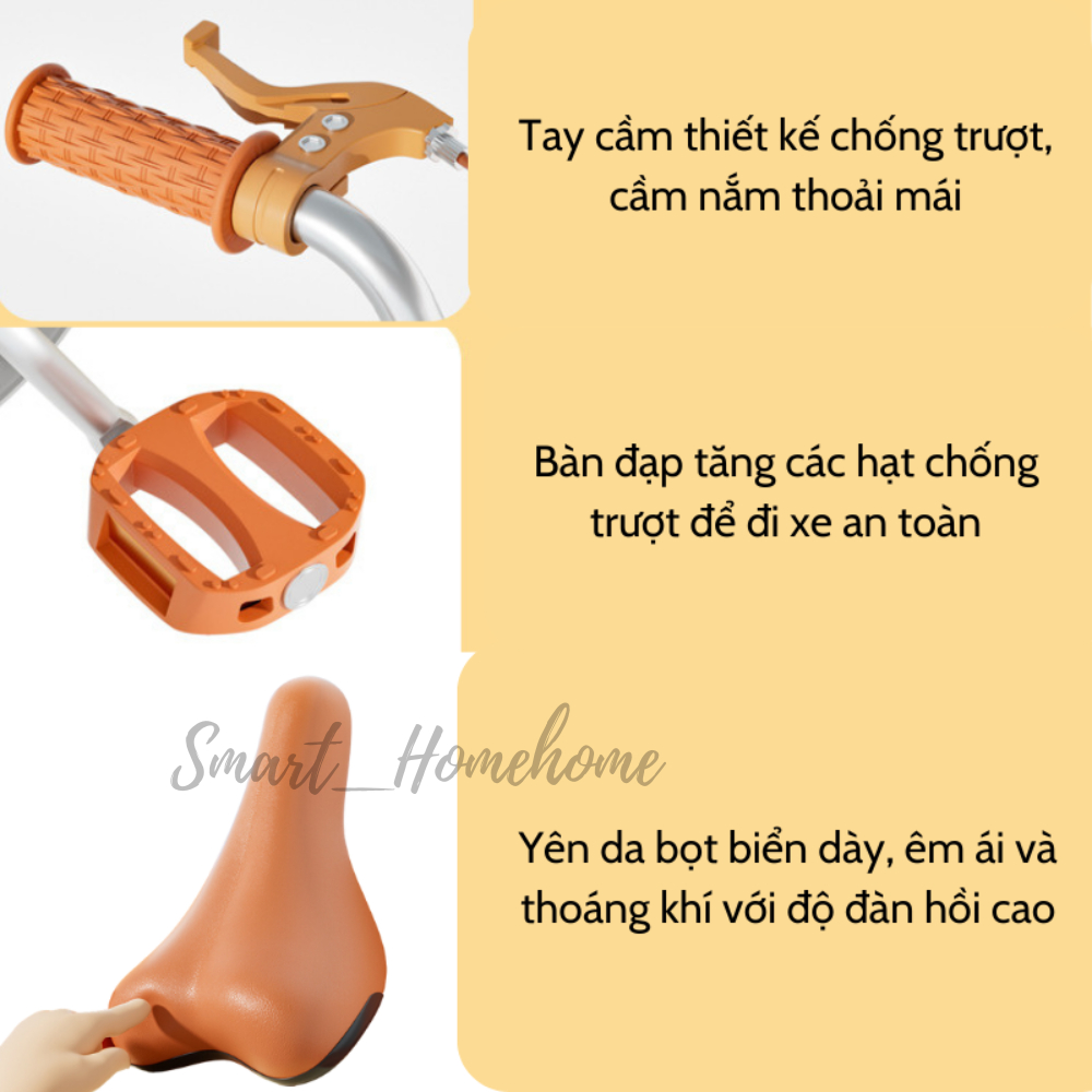 Xe đạp trẻ em 2 khung MHNIAO có giỏ và ghế sau 12inch, 14inch, 16inch Smart_Homehome VAN18