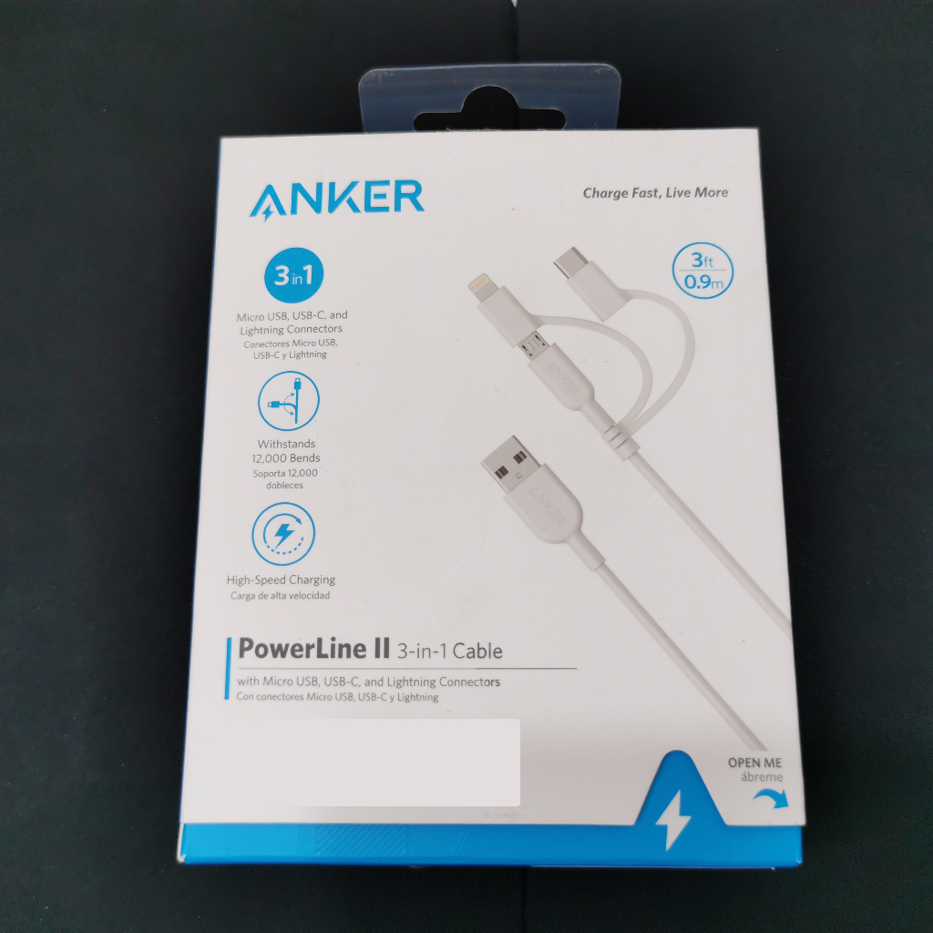 Cáp Sạc Anker Powerline II 3in1 0.9m A8436 USB-A to Micro + L + C
