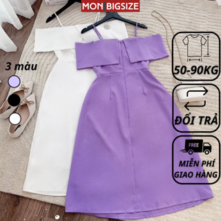 Váy bigsize nữ đầm dự tiệc đi chơi kiểu 2 dây bẹt vai MON big size 50 - 90kg