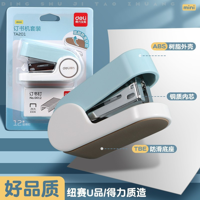 Kẹp Ghim, Dập Ghim Mini Màu Pastel Deli Kèm Đạn Ghim Deli