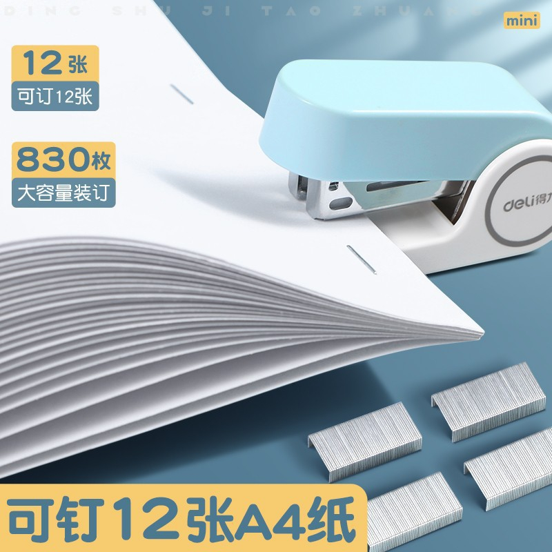 Kẹp Ghim, Dập Ghim Mini Màu Pastel Deli Kèm Đạn Ghim Deli