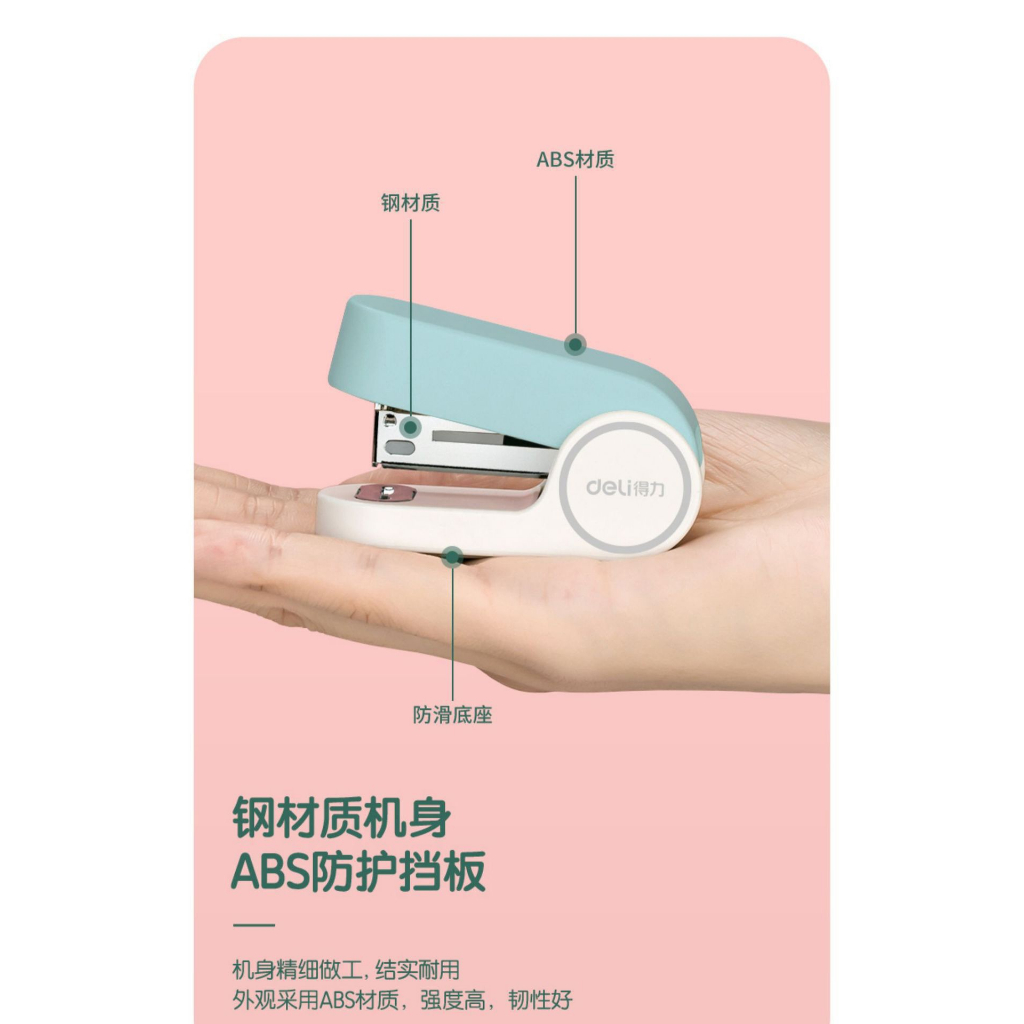 Kẹp Ghim, Dập Ghim Mini Màu Pastel Deli Kèm Đạn Ghim Deli