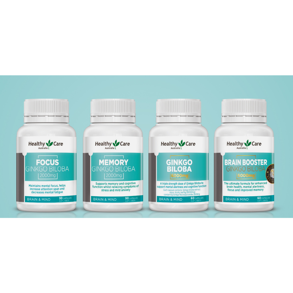 Viên bổ não  tăng tuần hoàn máu não, trí nhớ người lớn Healthy Care Ginkgo Biloba 2000mg/6000mg, Úc