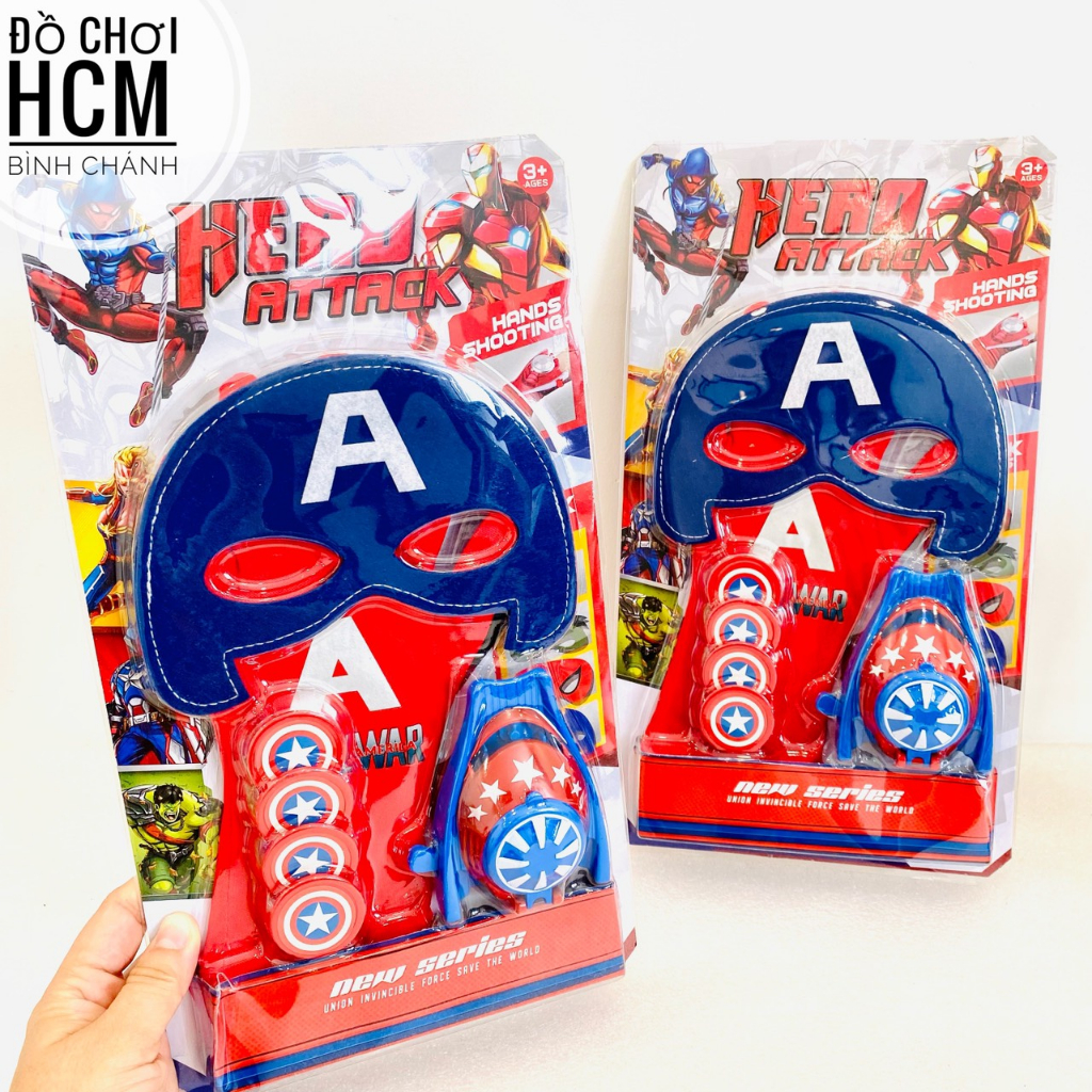 Đồ chơi đồng hồ bắn xèng/ đĩa xu/ đồng xu/ xèn đeo kèm mặt nạ, găng tay siêu anh hùng marvel captain american