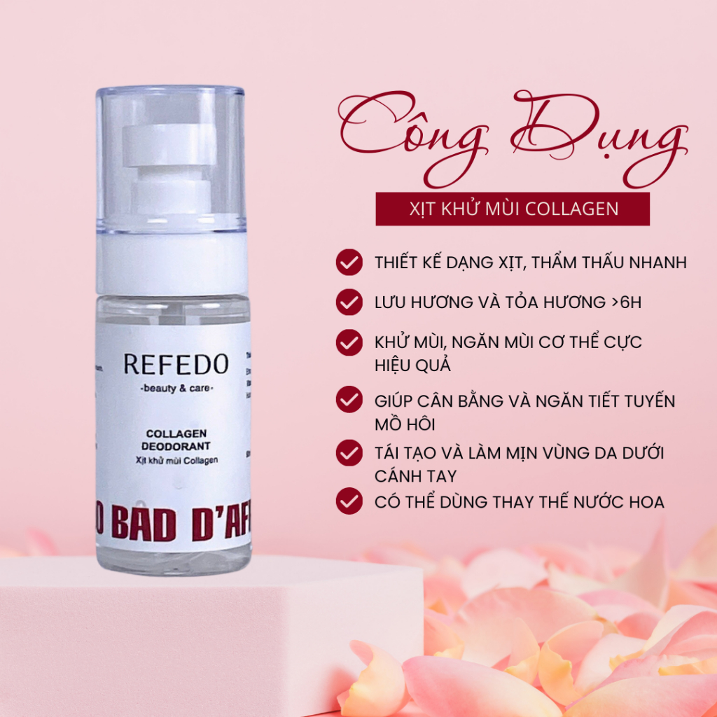 Xịt Khử Mùi Dưỡng Da Collagen Hương Nước Hoa 50ML REFEDO