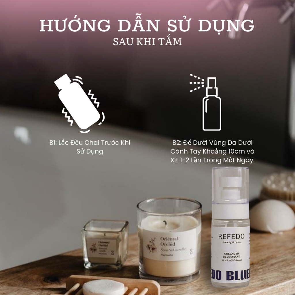 Xịt Khử Mùi Dưỡng Da Collagen Hương Nước Hoa 50ML REFEDO