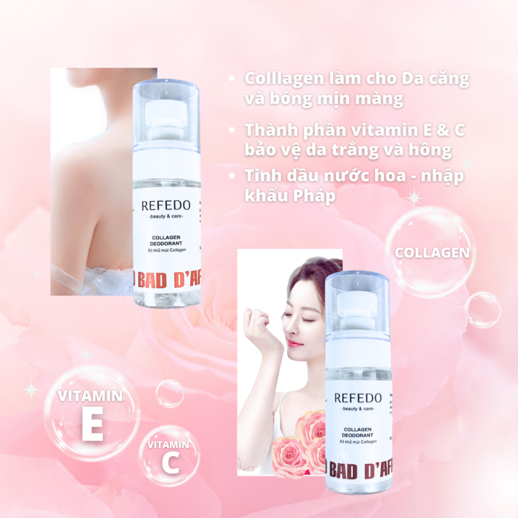 Xịt Khử Mùi Dưỡng Da Collagen Hương Nước Hoa 50ML REFEDO