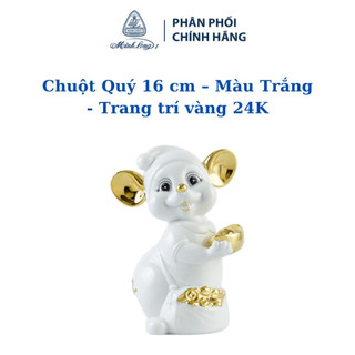 Chuột Quý Minh Long 16 cm Màu Trắng Trang trí 24K