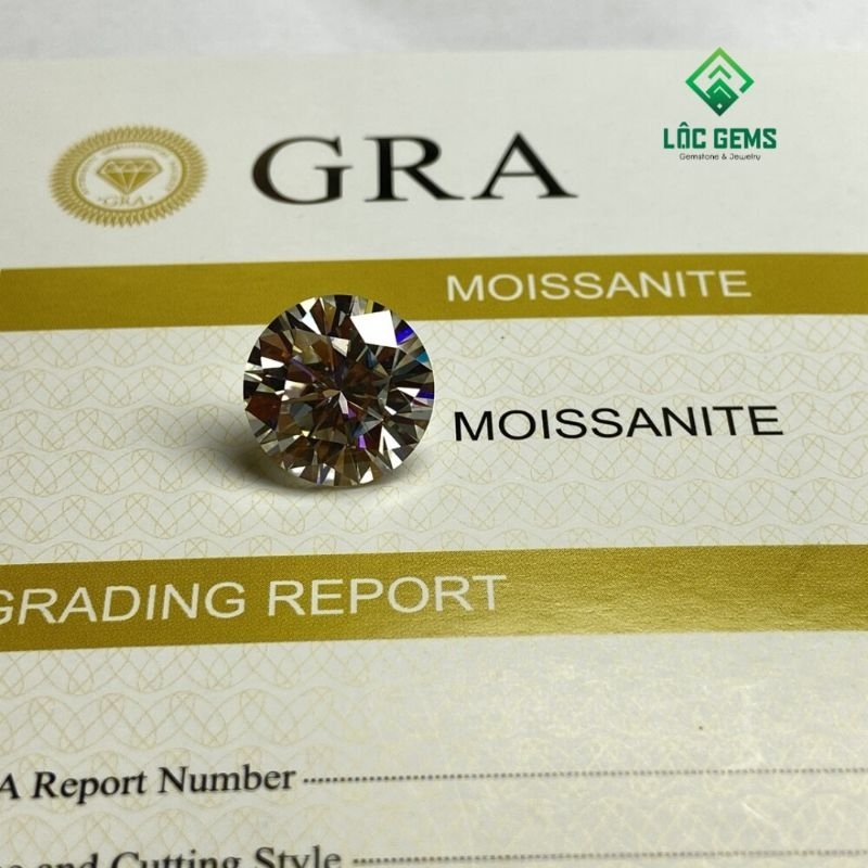 Kim Cương Moissanite Nước D/FL3 , Giấy kiểm định quốc tế GRA, Hàng Mỹ USA