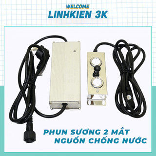 Vỉ Phun Sương Công Nghiệp 2 mắt phun sương Siêu Khỏe Kèm Nguồn Chống Nước dùng cho vườn lan nhà yến