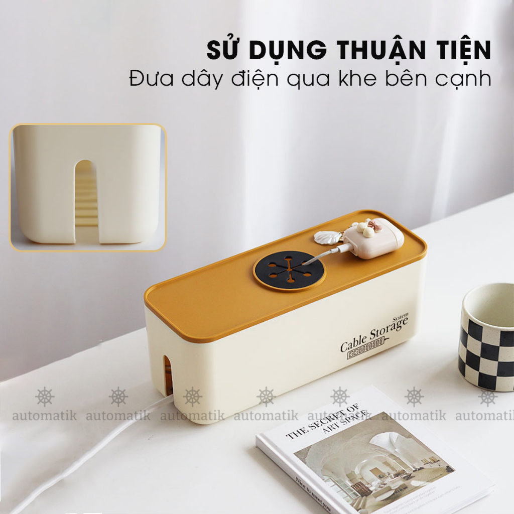 Hộp Đựng Ổ Cắm Điện Sắp Xếp Dây Cáp, Không Gian Bàn Làm Việc, Văn Phòng Ngăn Nắp, An Toàn, Chống Cháy Nổ - Automatik