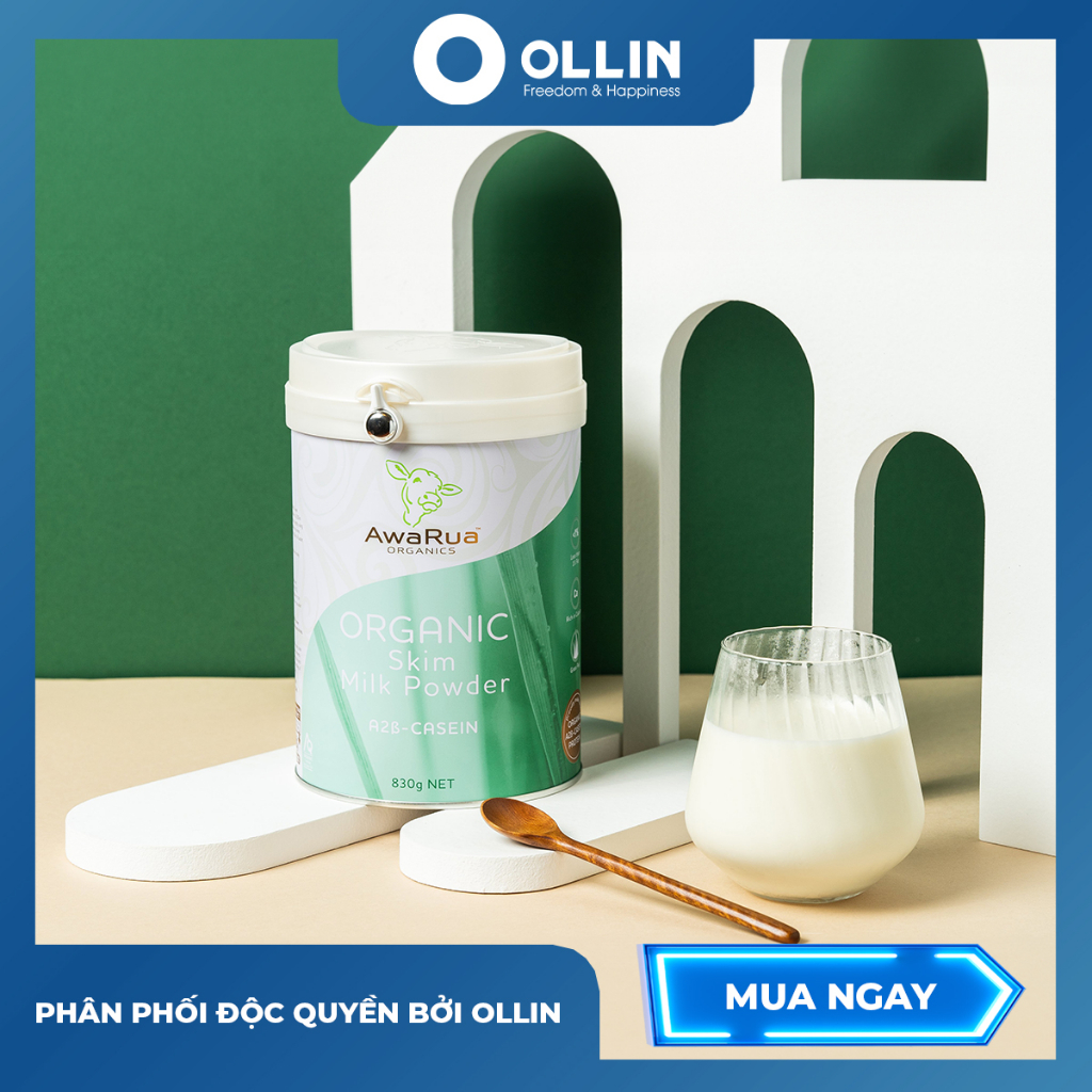 Sữa AwaRua A2 Organic tách béo New Zealand hộp 850g
