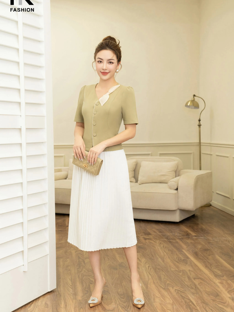 Áo Sơ Mi Cúc Bọc Nẹp Nơ Cổ NKSM2305035 NK Fashion Thời Trang Công Sở Nữ Thanh Lịch, Nữ Tính, Chuẩn Style Hàn, Dễ Phối Đồ