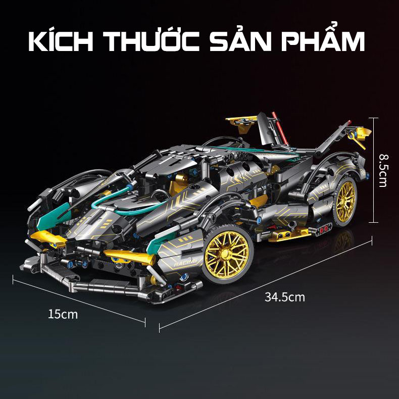 Đồ Chơi Lắp Ráp Kiểu Lego Mô Hình Siêu Xe Lamborghini Veneno Roadster Tỉ Lệ1:14 Điều Khiển Từ Xa RC No.0110 Với 1000+PCS