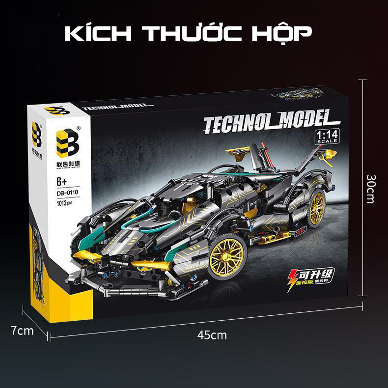 Đồ Chơi Lắp Ráp Kiểu Lego Mô Hình Siêu Xe Lamborghini Veneno Roadster Tỉ Lệ1:14 Điều Khiển Từ Xa RC No.0110 Với 1000+PCS