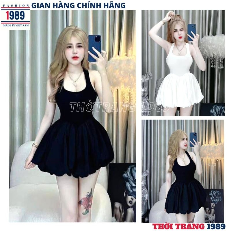Set Đầm 2 Dây Bản Dáng Ngắn 3 Lỗ Sát Nách Dáng Bí Xoè,Set Jum pozip Siêu Xinh Sang Chảnh -kiểu dáng hàn quốc ulzzang-198