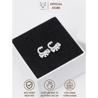Khuyên Tai Bạc Ta CaoBac Jewellery Cho Nữ Đính Đá Nổi Bật Hoạ Tiết Nơ Sáng Lấp Lánh Sang Trọng