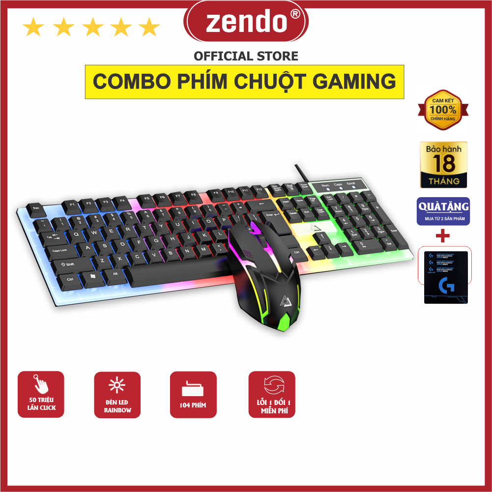 Bộ bàn phím máy tính gaming có dây V4 giả cơ chống nước led rgb chơi game làm việc văn phòng cho PC laptop