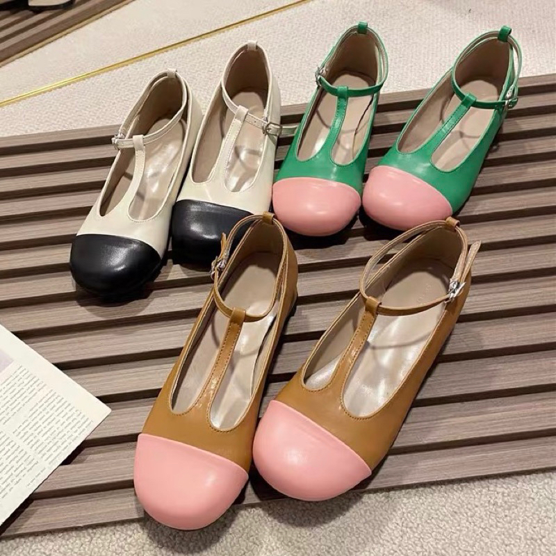 ORDER 🌱 Giày búp bê mũi da trơn khoen cài 1,5cm