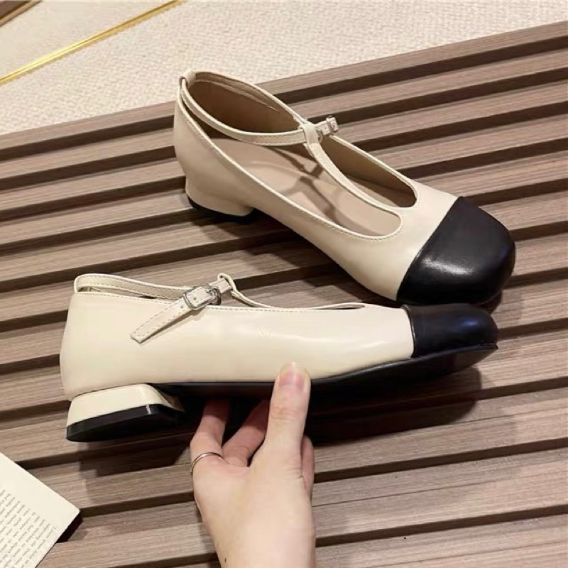 ORDER 🌱 Giày búp bê mũi da trơn khoen cài 1,5cm